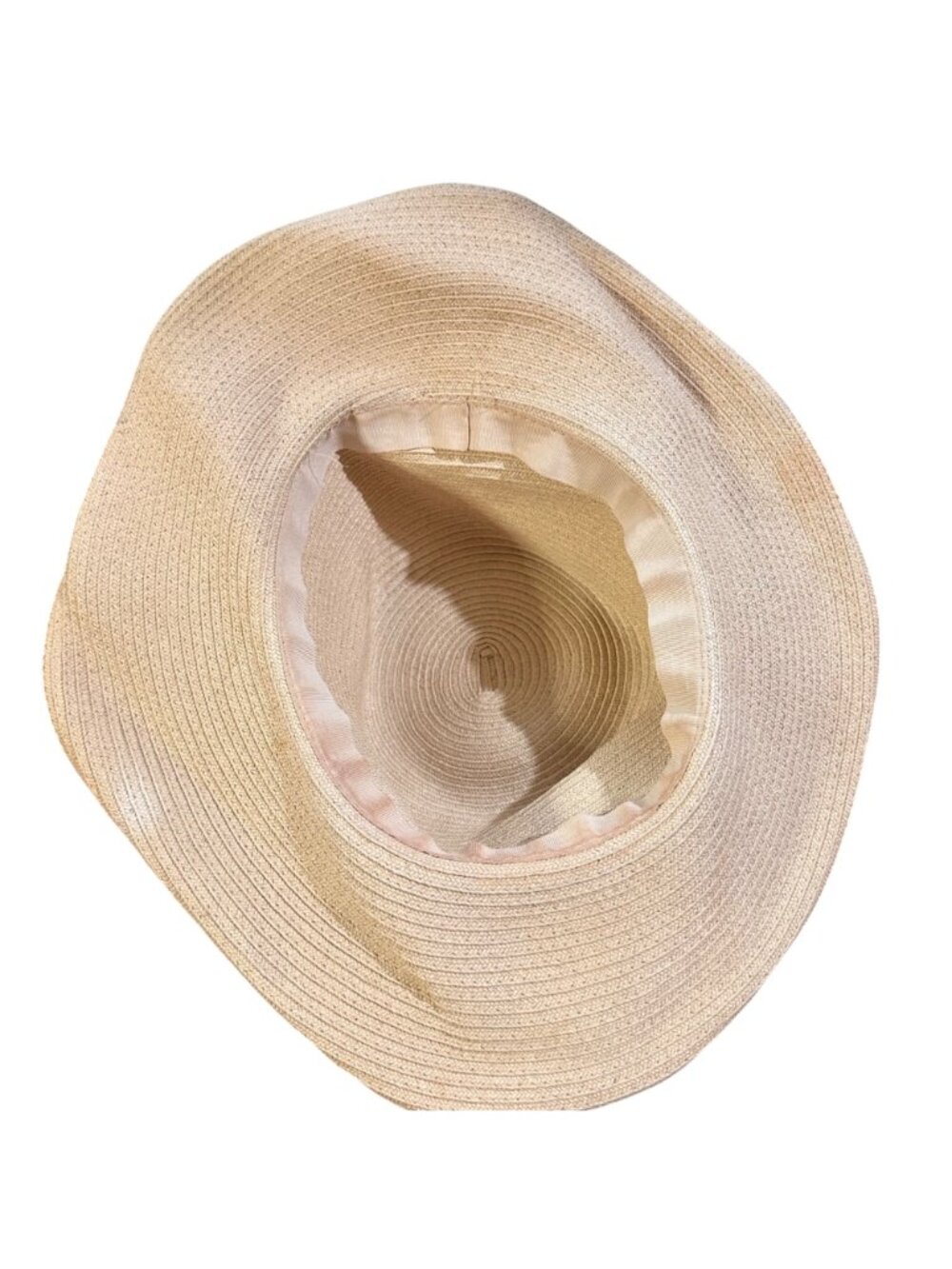 Wide Brim Beige Straw Sun Hat With Floppy Design For Women - Picture 5 of 5